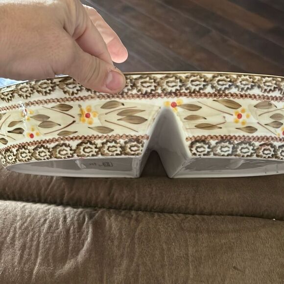 Temptations Old World Divided Casserole- Brown. VTG. - Picture 6 of 10